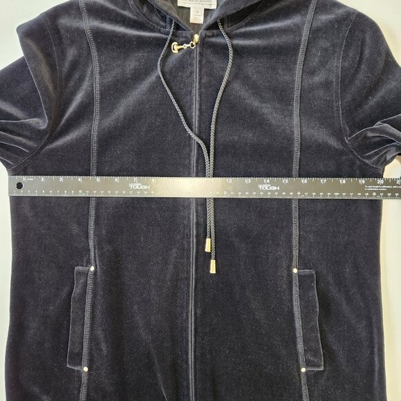 St. John Sport Velour Full Zip Hoodie Womens S‎ Black Relaxed Fit Old Money - Picture 8 of 12
